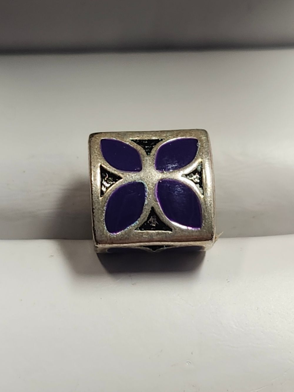 Pandora 925 Ale Violet Enamel Flower Charm Retired Sterling Silver